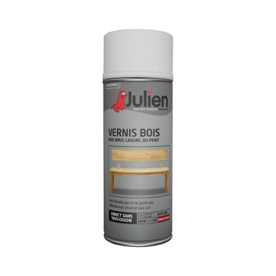 Vernis en aérosol pour bois brillant incolore 400 mL - JULIEN