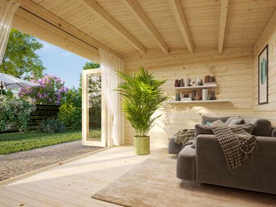 Chalet de jardin en bois Ines - Portes pliantes - 16,4 m² hors-tout - Livraison à domicile incluse - PALMAKO