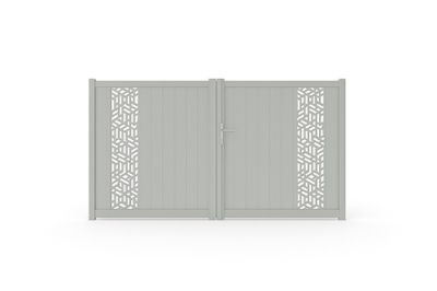 Portail battant aluminium THYEZ l.3,00 x H.1,60 m gris clair JARDIMAT