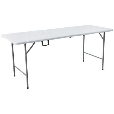 Table de jardin pliante blanc acier et matière recyclée 180 x 74 x 74 cm - RONDY