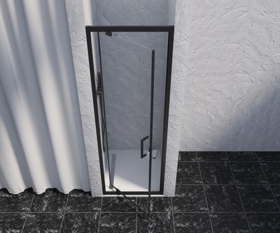 Porte de douche pivotante 80x200 cm profilé noir verre transparent 8 mm Signature - OCEA