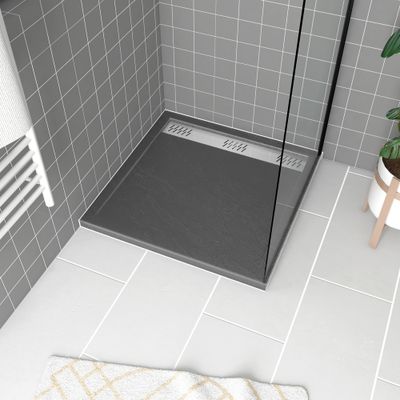 Receveur de douche 80x80 cm acrylique anthracite Pedra - AURLANE