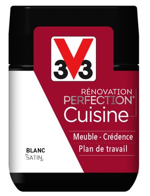 Peinture de rénovation cuisine finition satinée blanc 75 mL - V33