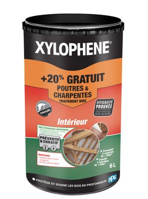 Traitement du bois Triple Action Poutres et Charpentes sans odeur 5 l + 20 % gratuit - XYLOPHENE