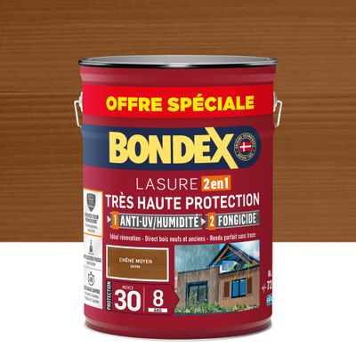 Lasure très haute protection 8 ans chêne moyen format spécial 6 L - BONDEX