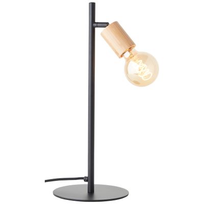 Lampe à poser E27 Tiffany noir et bois 28W - BRILLIANT
