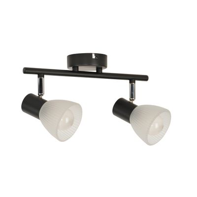 Réglette 2 spots E14 2x7W Noir et verre dépoli - Gino COREP