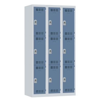 Vestiaire monobloc 3 colonnes 3 cases perle/bleu 180 x 90 x 50 - SNOR