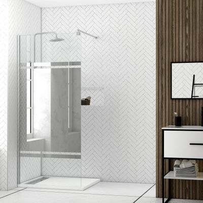 Paroi de douche à l'italienne 100x200 cm profilé chrome verre miroir 8 mm Parma - AURLANE