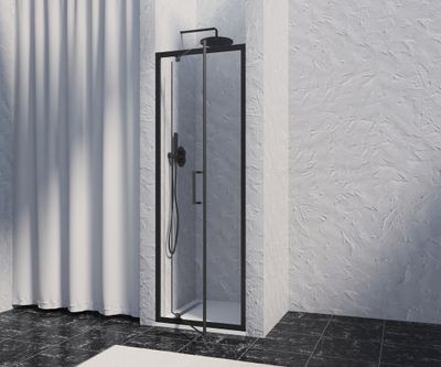 Porte de douche pivotante 80x200 cm profilé noir verre transparent 8 mm Signature - OCEA