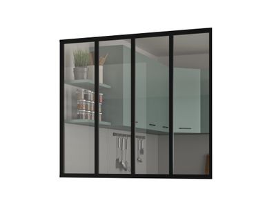 Verrière aluminium noir 4 carreaux vitrage verre clair l.135 x H.117 cm OPTIMUM