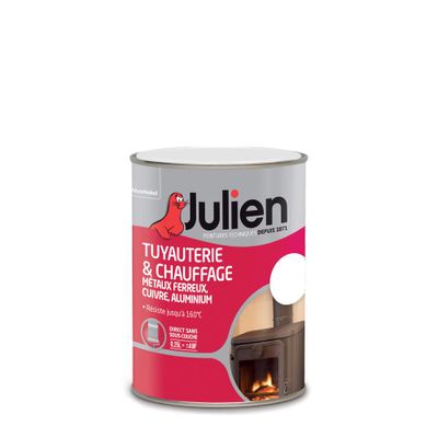 Peinture spéciale tuyauterie et chauffage résiste jusqu'à 160° C blanc brillant 250 mL - JULIEN