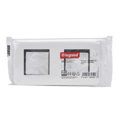 Plaque de finition 2 x 2 modules horizontale Blanc - Mosaic LEGRAND