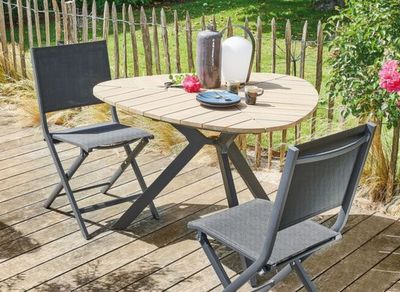 Table de jardin à rallonge BOTANIA acier et acacia 110 x 110 cm, Livraison à domicile incluse - PROLOISIRS
