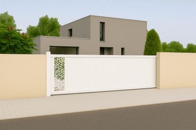 Portail coulissant aluminium THYEZ l.3,50 x H.1,55 m motorisé blanc JARDIMAT