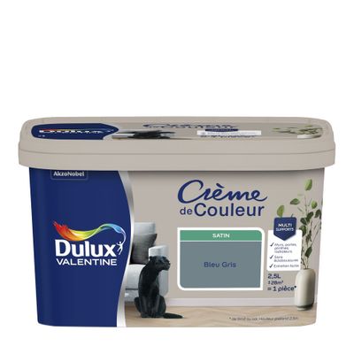 Peinture Crème de Couleur Bleu Gris satin 2,5 l - DULUX VALENTINE