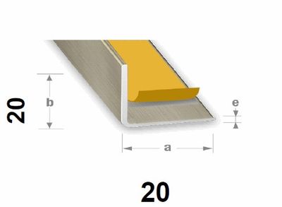 CORNIERE PVC COL. INOX 20X20MM ADHESIVE 2,60M CQFD