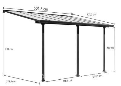 Toit terrasse en aluminium et en polycarbonate anthracite TT 3050 AL 15,38 m², Livraison à domicile incluse - HABRITA