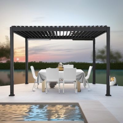 Pergola bioclimatique motorisée aluminium + éclairage led  4X 3m HABRITA