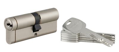 Cylindre de serrure double entrée 40 x 45 mm Transit 1 haute sécurité nickelé 4 clés THIRARD