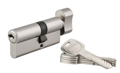 Cylindre de serrure à bouton 30 x 40 mm Trafic 6 haute sécurité nickelé 5 clés THIRARD