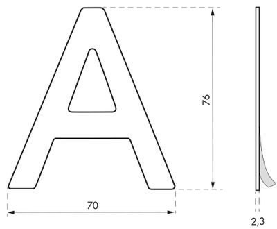 Lettre A adhésive hauteur 76 mm inox THIRARD