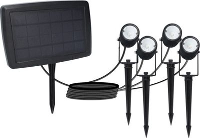 Spots à piquer solaires LED détecteur crépusculaireEklips noir IP65 320 lumens blanc neutre par 4 - ARLUX