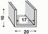 Profilé U aluminium brut 10 x 20 x 10 x 1,5 mm intérieur 17 mm 1 m CQFD