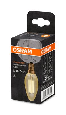 Ampoule LED ambrée E14 vintage 1906 flamme à filament 4 W = 410 lumens blanc chaud OSRAM
