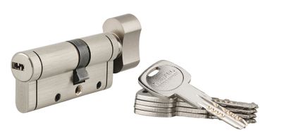 Cylindre de serrure à bouton 30 x 40 mm Trafic 12 très haute sécurité nickelé 5 clés THIRARD