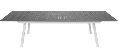 Table de jardin à rallonge PERCE-NEIGE aluminium gris/blanc 216/297x100 cm