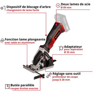 Mini scie circulaire sans fil TE-CS 18/89 Li - Solo