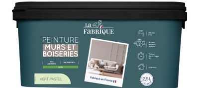 Peinture mur et boiserie Vert Pastel satin 2,5 L - LA FABRIQUE