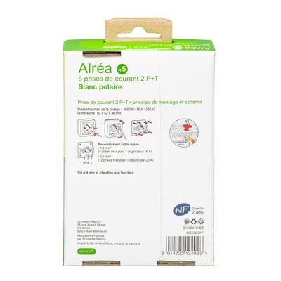 5 prise 2P+T blanc polaire - Alréa SCHNEIDER ELECTRIC