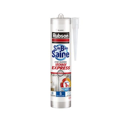 Mastic Silicone Salle de Bain Saine Séchage Express Blanc 280 ml RUBSON