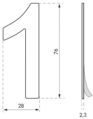 Chiffre 0 adhésif hauteur 76 mm inox THIRARD