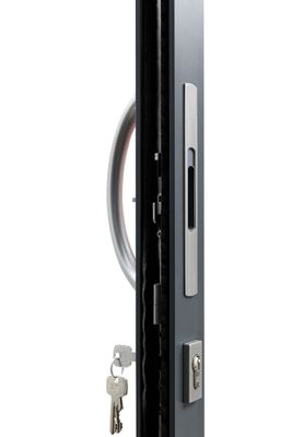 Baie vitrée coulissante pré-montée grise et blanche 2 vantaux 2 rails avec volet roulant filaire l.2400 x H.2150 mm CLOSY