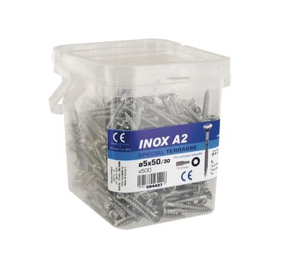 Vis terrasse tête fraisée Torx inox A2 - 5 x 50 mm par 500 - VYNEX