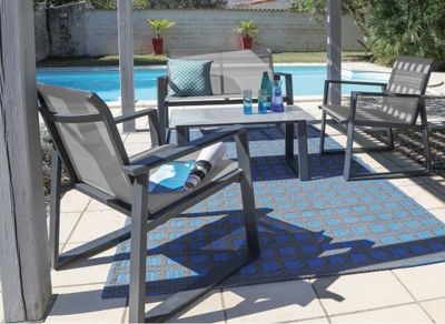 Salon de jardin Alice 4 personnes en aluminium graphite perle PROLOISIRS Livraison à domicile incluse