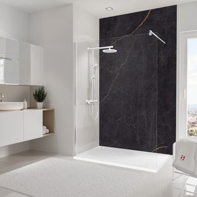 Panneau mural de douche 150x255 cm marbre anthracite cuivre DécoDesign Softtouch - SCHULTE