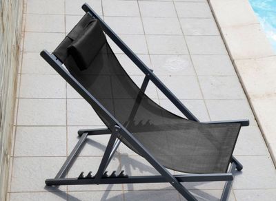 Chilienne Linéa aluminium graphite et toile noire PROLOISIRS Livraison à domicile incluse