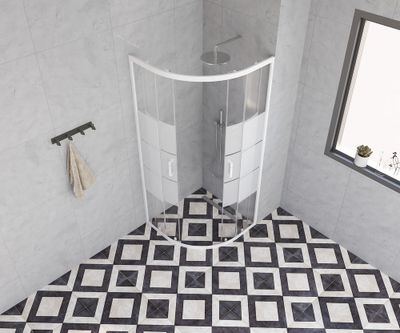 Accès d'angle coulissant 1/4 de cercle 80x80x185 cm profilé blanc verre sérigraphié 4 mm Primera - OCEA