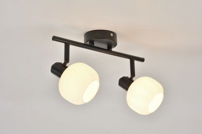 Réglette 2 spots E14 Shelby noir et blanc 2x25W - COREP