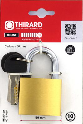 Cadenas à clé haute sécurité largeur 50 mm THIRARD