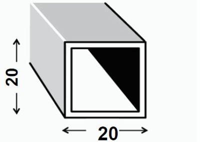Tube carré acier PAF 20 x 20 x 1,2 mm 2 m CQFD