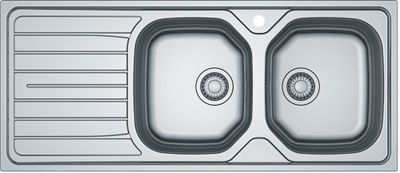 Evier de cuisine inox gris 116x50 cm 2 bacs 1 egouttoir - FRANKE