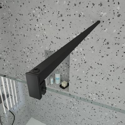 Paroi de douche à l'italienne 70x195 cm profilé noir verre transparent 5 mm Essentiel - AURLANE