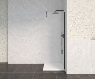 Paroi de douche à l'italienne 70x200 cm profilé noir verre transparent 8 mm Signature - OCEA