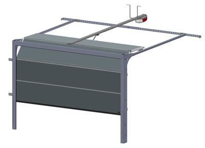 Porte de garage sectionnelle motorisée l.300 x h.200 cm lisse grise - SPADONE