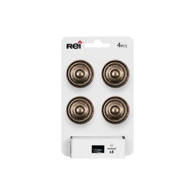 Boutons de meuble ronds vieux laiton Lyonnais diamètre 35 mm par 4 REI